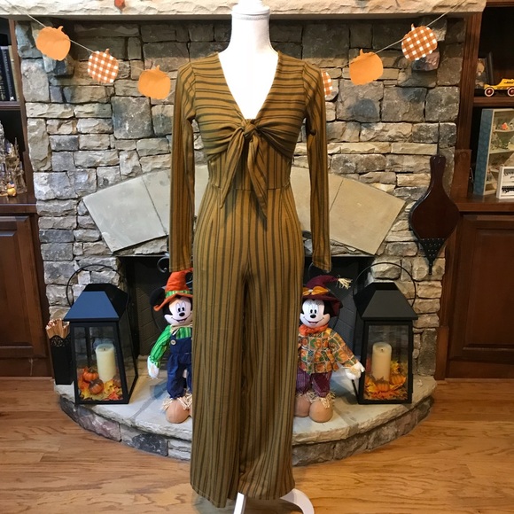 Derek Heart Pants - Derek Heart Striped Long Sleeve Jumpsuit Small